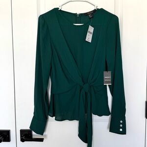 Forever 21 Tie-Front Green Blouse